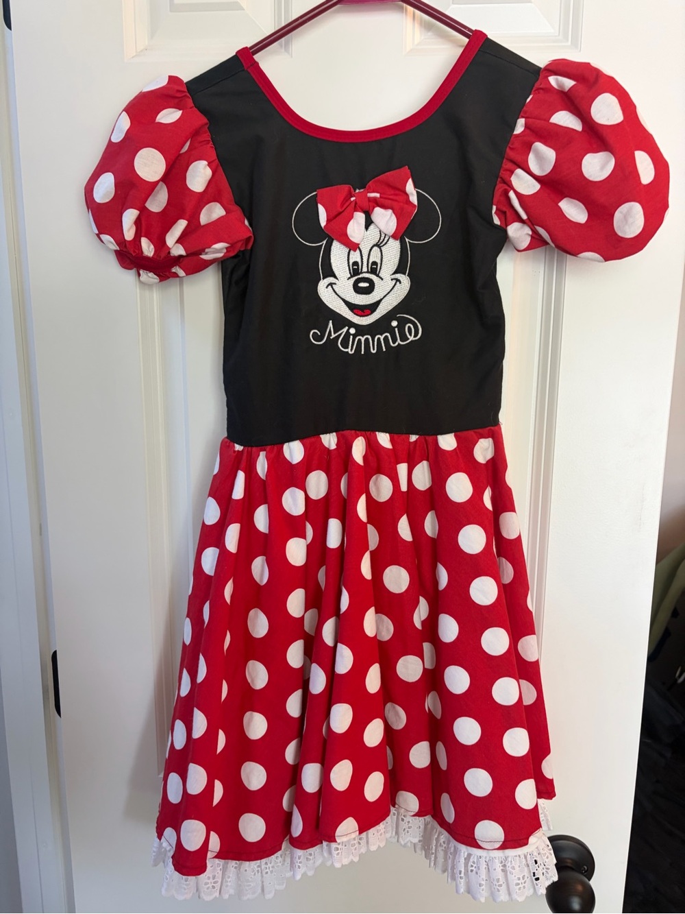 Disney Red & Black Minnie Polka Dot Kids Dress 6-7-8